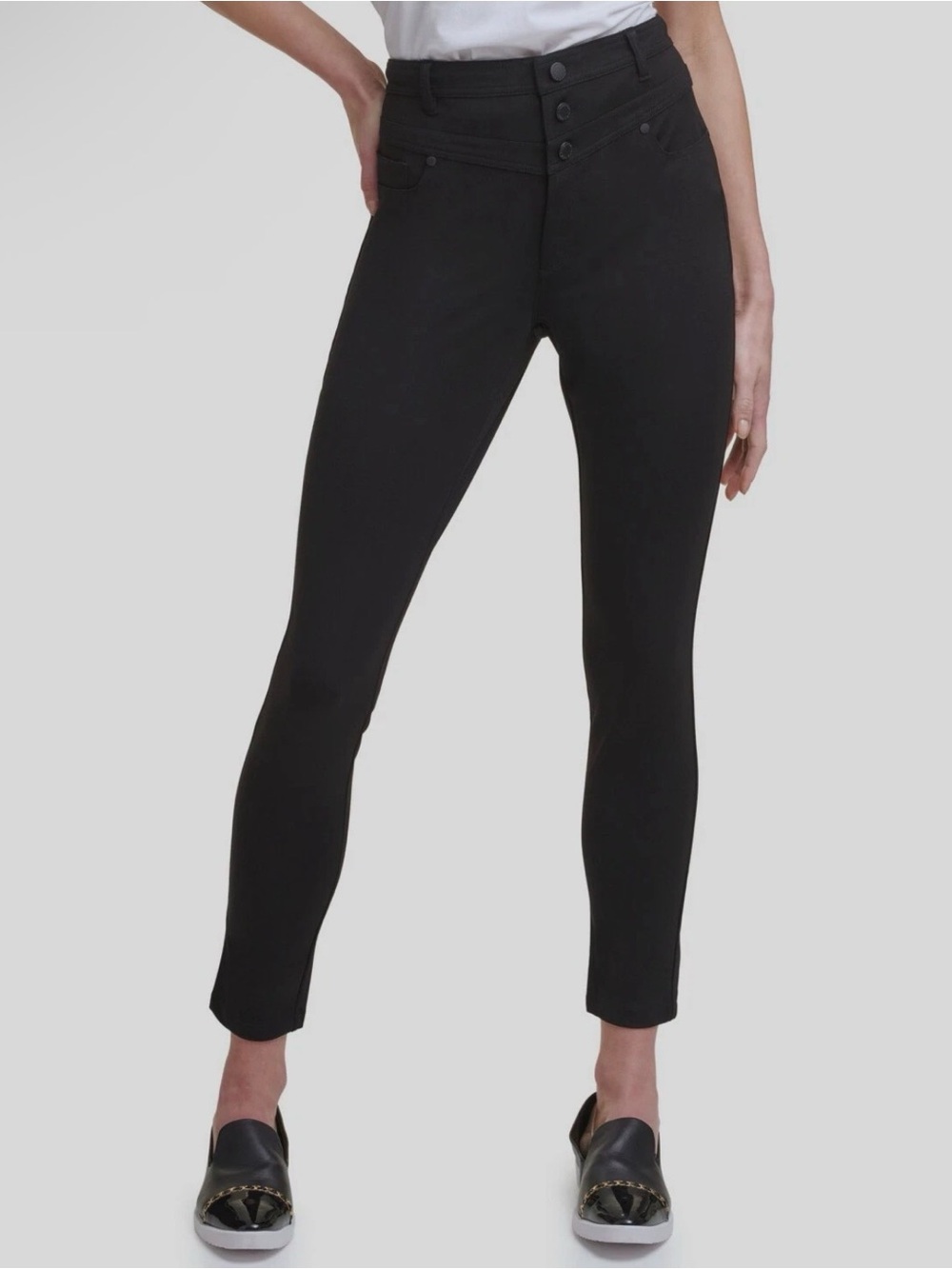 Karl Lagerfeld Paris High-Waist Compression Pants Womens Size 8 Black Stretch